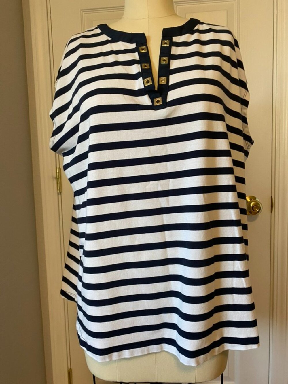 Anne Klein Sleeveless Striped Top, 1X